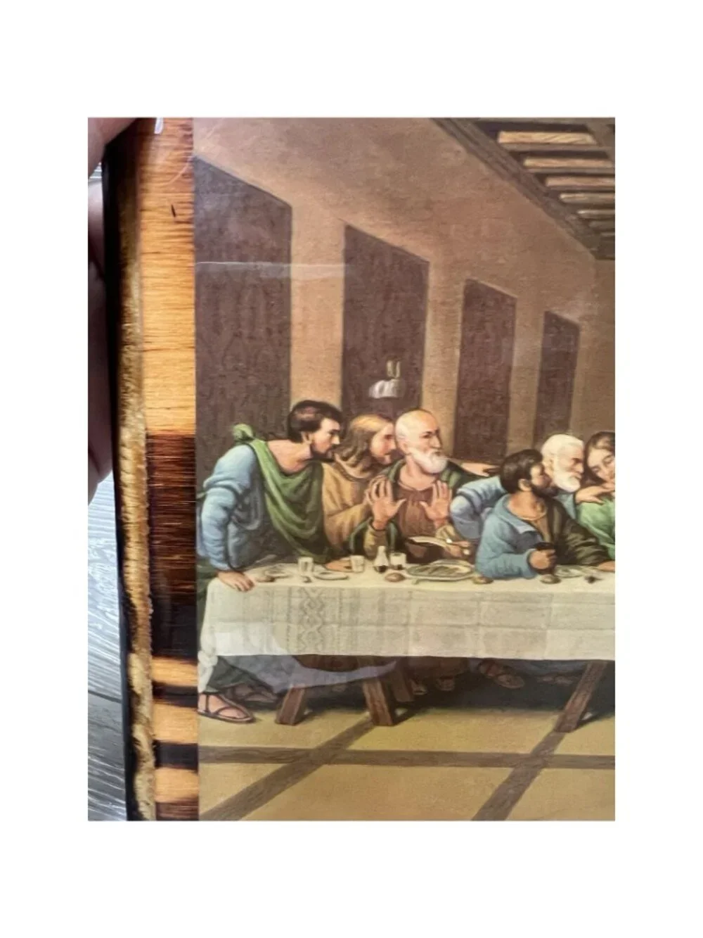 The Last Supper Wood Lacquered Wall Hanging Vintage Jesus Religious Picture